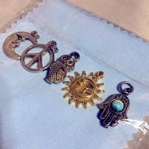 5 charms & 1 free belly ring.